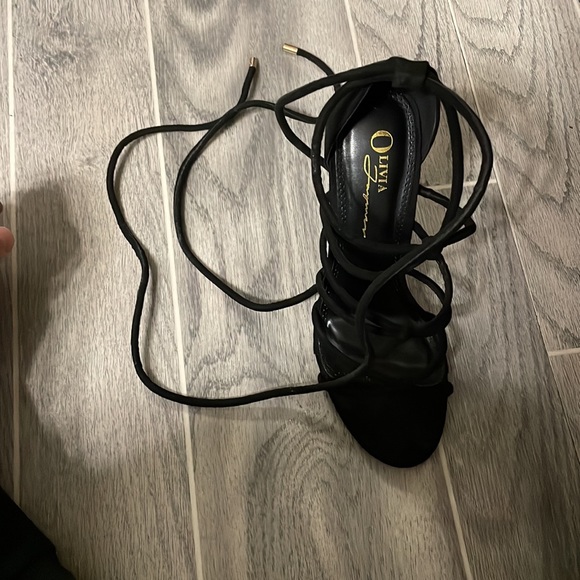 Lace Up Black Heels - Picture 3 of 4